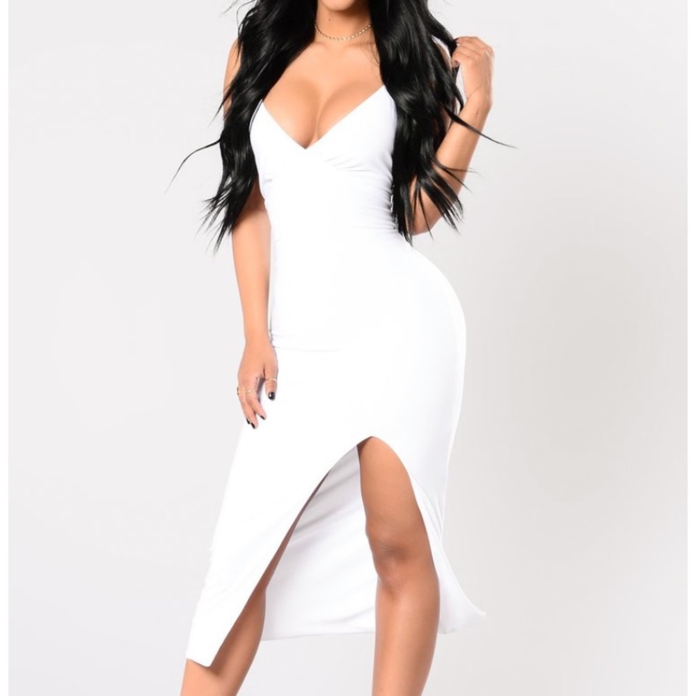 Fashion Nova White Slit Dress